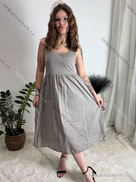 Šaty volnočasové bez rukávu dámské Adeline (M/L/XL ONE SIZE) ITALSKÁ MÓDA IM4253191/DUR šedá M/L/XL