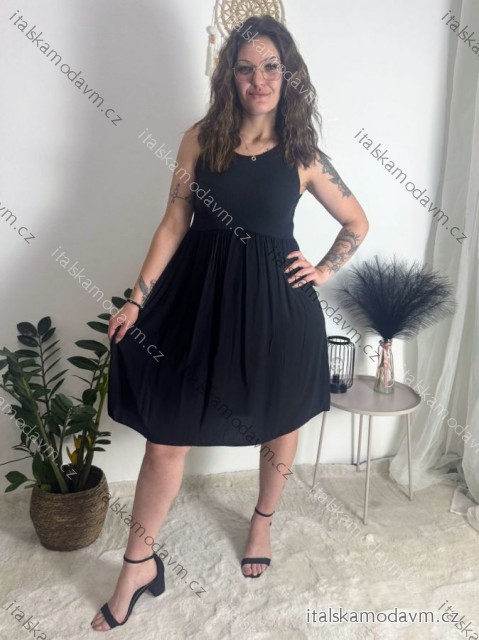 Šaty letní bez rukávu dámské GABI  (S/M/L ONE SIZE) ITALSKÁ MÓDA IM725103/DUR černá S/M/L