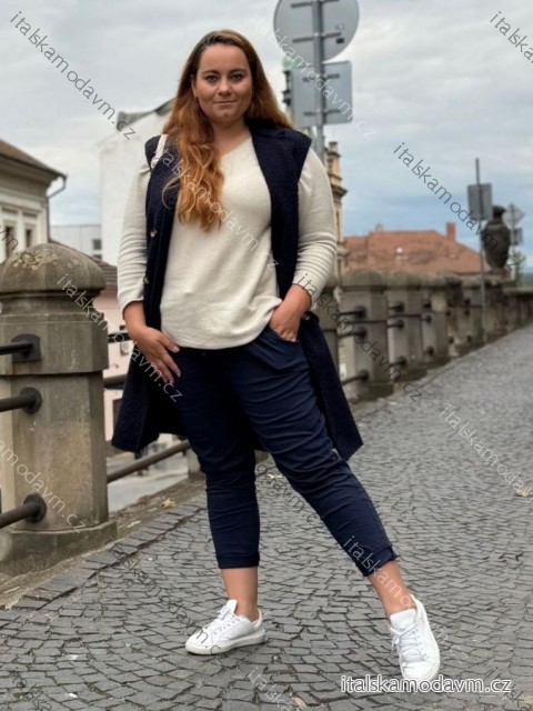 Svetr úpletový tenký dlouhý rukáv dámský VILEMINA (54/56/58 ONE SIZE) ITALSKÁ MÓDA IM425558/DUR 54/56/58 béžová