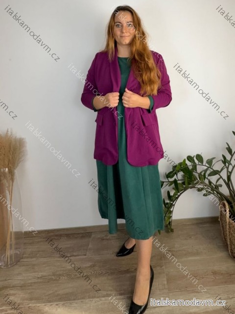Sako dlouhý rukáv dámský nadrozměr (52/54 ONE SIZE) ITALSKÁ MÓDA IM4242607/DUR sv. fuchsiová 52/54