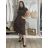 Šaty dlouhé letní oversize krátký rukáv dámské (S/M/L ONE SIZE) ITALSKÁ MÓDA IMWAD251395/DU S/M/L hnědá