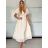 Šaty dlouhé elegantní letní krátký rukáv dámské SIREINA (S/M/L ONE SIZE) ITALSKÁ MÓDA IMPOC256565/DUR S/M/L béžová