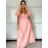 Šaty dlouhé elegantní letní krátký rukáv dámské SIREINA (S/M/L ONE SIZE) ITALSKÁ MÓDA IMPOC256565/DUR S/M/L béžová
