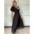 Šaty dlouhé elegantní letní krátký rukáv dámské SIREINA (S/M/L ONE SIZE) ITALSKÁ MÓDA IMPOC256565/DUR S/M/L béžová