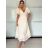 Šaty dlouhé elegantní letní krátký rukáv dámské SIREINA (S/M/L ONE SIZE) ITALSKÁ MÓDA IMPOC256565/DUR S/M/L béžová