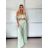 Súprava elegantný top krátky rukáv a nohavice dlhé dámske VERONA (S/M/L ONE SIZE) TALIANSKA MÓDA IMPOC2510102 S/M/L svetlo mintová