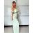 Súprava elegantný top krátky rukáv a nohavice dlhé dámske VERONA (S/M/L ONE SIZE) TALIANSKA MÓDA IMPOC2510102 S/M/L svetlo mintová