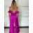 Súprava elegantný top krátky rukáv a nohavice dlhé dámske VERONA (S/M/L ONE SIZE) TALIANSKA MÓDA IMPOC2510102 S/M/L svetlo mintová