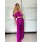 Súprava elegantný top krátky rukáv a nohavice dlhé dámske VERONA (S/M/L ONE SIZE) TALIANSKA MÓDA IMPOC2510102 S/M/L svetlo mintová