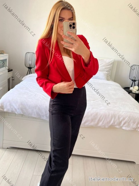 Sako zkrácené dlouhý rukáv dámske (S/M ONE SIZE) TALIANSKA MÓDA IMPDY25MDUE991858/DR červená S/M/L