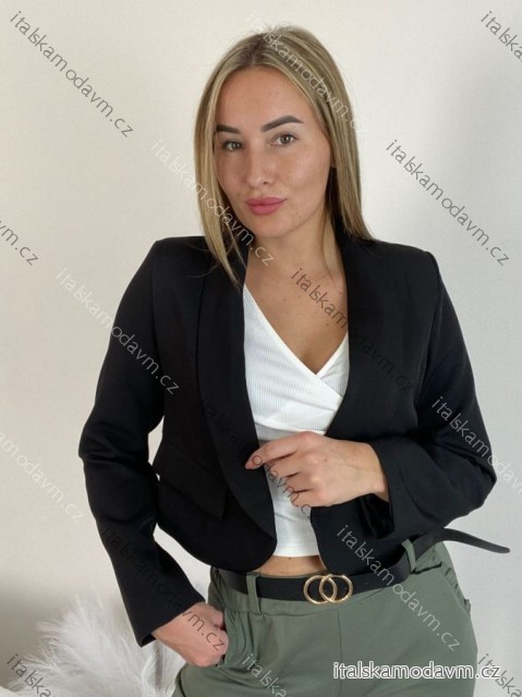 Sako zkrácené dlouhý rukáv dámské (S/M ONE SIZE) ITALSKÁ MÓDA IMPDY25MDUE991858/DR Černá S/M/L