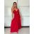 Šaty dlouhé elegantní letní na ramínka dámské DIXIE (S/M/L ONE SIZE) ITALSKÁ MÓDA IMWHD252130/DUR S/M/L červená
