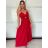 Šaty dlouhé elegantní letní na ramínka dámské DIXIE (S/M/L ONE SIZE) ITALSKÁ MÓDA IMWHD252130/DUR S/M/L červená