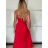 Šaty dlouhé elegantní letní na ramínka dámské DIXIE (S/M/L ONE SIZE) ITALSKÁ MÓDA IMWHD252130/DUR S/M/L červená