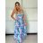 Šaty dlouhé letní citronky lemon, květované na ramínka dámské DIXIE (XS/S/M ONE SIZE) ITALSKÁ MÓDA IMWHD252134-1/DUR XS/S/M modrá