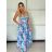 Šaty dlouhé letní citronky lemon, květované na ramínka dámské DIXIE (XS/S/M ONE SIZE) ITALSKÁ MÓDA IMWHD252134-1/DUR XS/S/M modrá