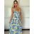 Šaty dlhé letné citrónky lemon, kvetované na ramienka dámske DIXIE (XS/S/M ONE SIZE) TALIANSKA MÓDA IMWHD252134-6/DUR -   modrá -   S / M