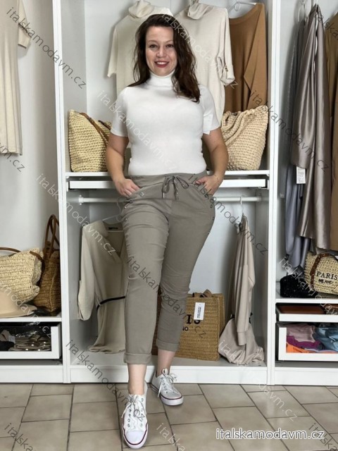 Kalhoty strečové dámské ANDREA (S/M/L ONE SIZE) ITALSKÁ MÓDA IMC25342/DU S/M/L béžová