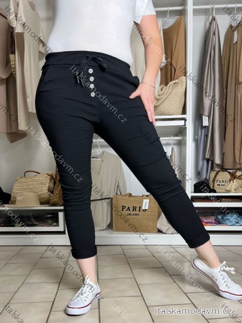 Kalhoty strečové dámské KNOCK (S/M/L ONE SIZE) ITALSKÁ MÓDA IMC25324/DU S/M/L Černá