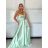 Šaty dlouhé společenské na ramínka dámské (XS/S/M ONE SIZE) ITALSKÁ MÓDA IMM25M40365/DU -   světle zelená -   S/M