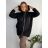 Mikina oversize na zip s kapucí dlouhý rukáv dámská nadrozměr BEATA (54/56/58 ONE SIZE) ITALSKÁ MÓDA IM423572/DR 54/56/58 Černá