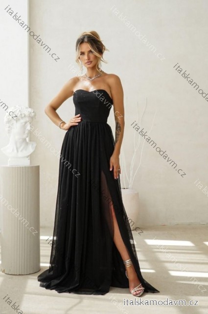Šaty dlouhé carmen společenské třpytivé dámské (34-42) POLSKÁ MÓDA PMLWD25CECYLIA6 Černá 36