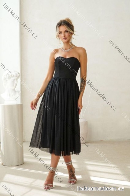 Šaty carmen společenské třpytivé dámské (34-42) POLSKÁ MÓDA PMLWD25GAJA5 čierna 42