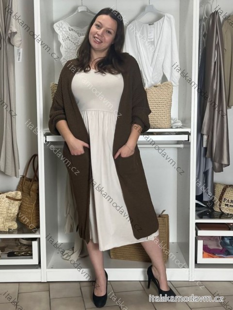 Cardigan pletený dlouhý rukáv dámský ANDY (XS/S/M/L/XL ONE SIZE) ITALSKÁ MÓDA IMD22899/DUR S/M/L tmavě hnědá