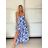 Šaty dlouhé letní na ramínka dámské (S/M ONE SIZE) ITALSKÁ MÓDA IMPBB24B25181/DUR -   modrá -   S/M