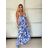 Šaty dlouhé letní na ramínka dámské (S/M ONE SIZE) ITALSKÁ MÓDA IMPBB24B25181/DUR -   modrá -   S/M