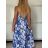 Šaty dlouhé letní na ramínka dámské (S/M ONE SIZE) ITALSKÁ MÓDA IMPBB24B25181/DUR -   modrá -   S/M