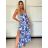 Šaty dlouhé letní na ramínka dámské (S/M ONE SIZE) ITALSKÁ MÓDA IMPBB24B25181/DUR -   modrá -   S/M