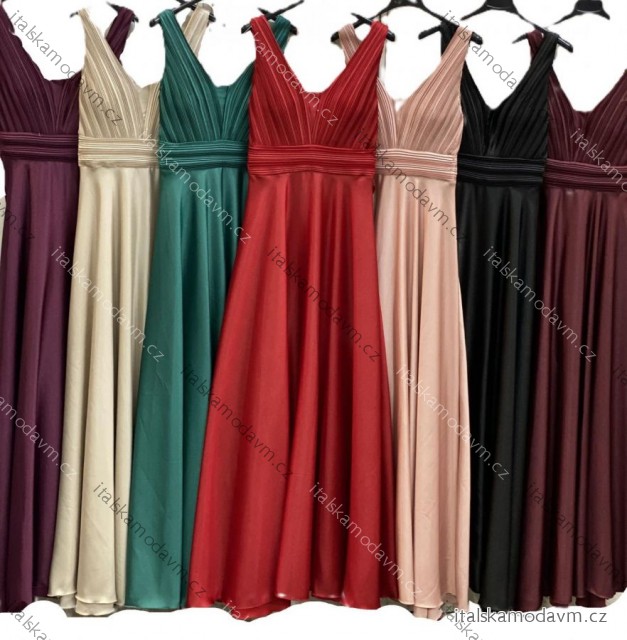 Šaty dlouhé elegantní s vázáním žabičkování přes záda dámské (S/M/L ONE SIZE) ITALSKÁ MÓDA IMC25384