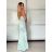 Šaty elegantní společenské dlouhé na ramínka dámské (S/M ONE SIZE) ITALSKÁ MÓDA IM324LOVE/DU -   zelená -   S/M