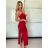 Šaty dlouhé letní elegantní na ramínka dámské (XS/S/M ONE SIZE) ITALSKÁ MÓDA IMM25M34553/DU -   červená -   S/M