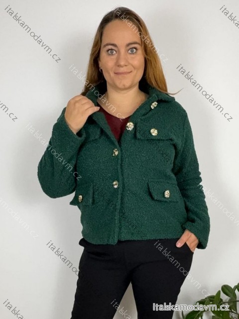 Kabát krátký flaušový beránek dámský nadrozměr  (46/48/50 ONE SIZE) ITALSKá MóDA IMSM2511116