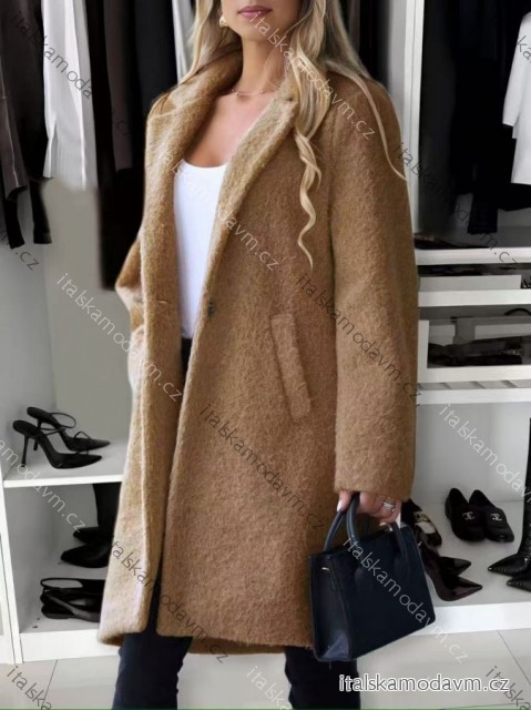 Kabát zimní chlupatý dlouhý rukáv dámský (S/M/L ONE SIZE) ITALSKÁ MÓDA IMD25154