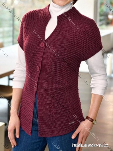 Svetr pletený na knoflíky krátký rukáv dámský (S/M/L ONE SIZE) ITALSKÁ MÓDA IMD25156