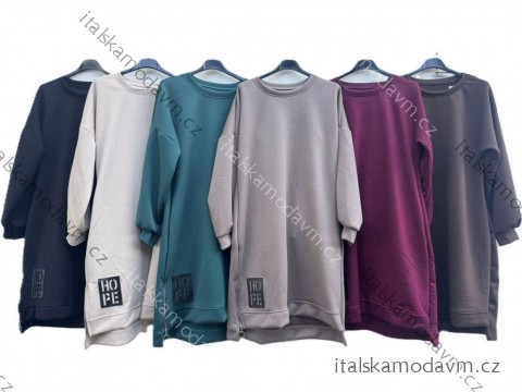 Šaty mikinové máslové dlouhý rukáv dámské (S/M/L ONE SIZE) ITALSKÁ MÓDA IMD25164