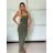 Šaty dlouhé letní elegantní na ramínka dámské (XS/S/M ONE SIZE) ITALSKÁ MÓDA IMM25M33075/DU -   zelená khaki -   S/M
