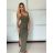 Šaty dlouhé letní elegantní na ramínka dámské (XS/S/M ONE SIZE) ITALSKÁ MÓDA IMM25M33075/DU -   zelená khaki -   S/M