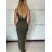 Šaty dlouhé letní elegantní na ramínka dámské (XS/S/M ONE SIZE) ITALSKÁ MÓDA IMM25M33075/DU -   zelená khaki -   S/M