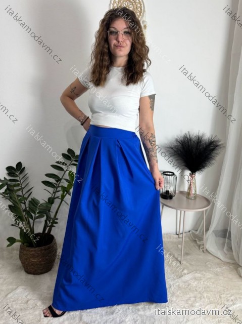 Sukně maxi dlouhá v pase na žabičkování dámská (S/M/L ONE SIZE) ITALSKÁ MÓDA IMM22MAXIMA/DR královská modrá