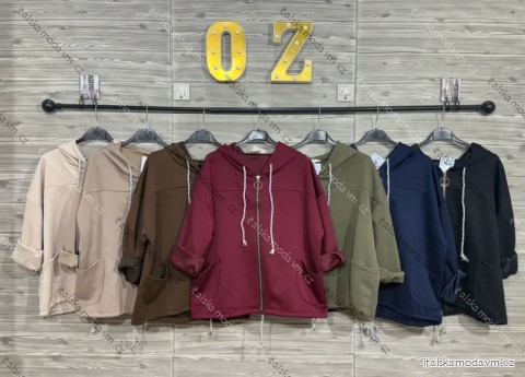 Mikina na zips s kapucňou dlhý rukáv dámska (S/M/L ONE SIZE) TALIANSKA MÓDA IMPOZ253163