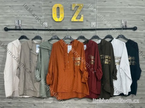 Tunika košilová 3/4 dlouhý rukáv dámská (S/M/L ONE SIZE) ITALSKÁ MÓDA IMPOZ25SM-3157