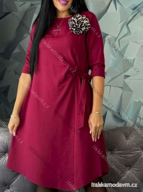 Šaty teplé 3/4 dlhý rukáv dámske nadrozmer (46/48/50 ONE SIZE) TALIANSKA MÓDA IMD25203