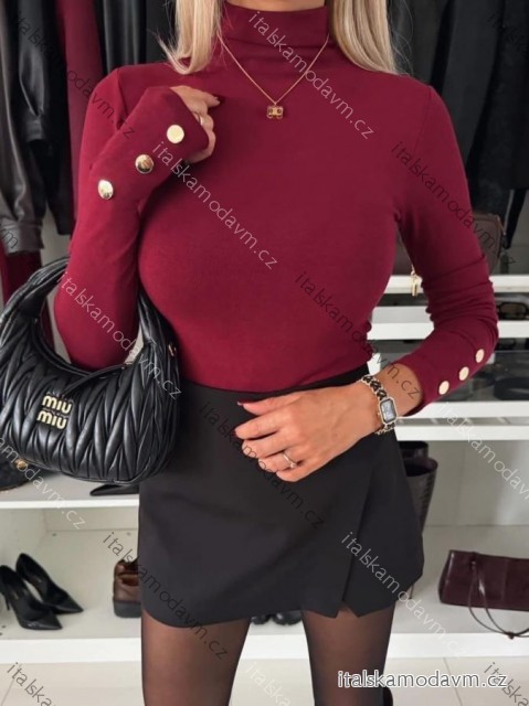 Tričko teplé dlouhý rukáv dámské (S/M/L ONE SIZE) ITALSKÁ MÓDA IMD25206
