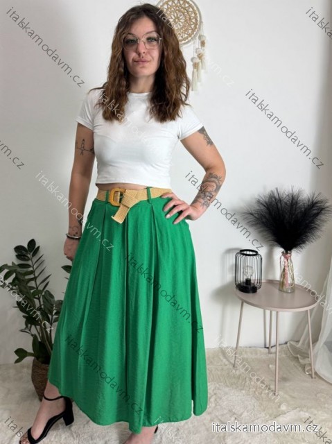 Sukně dlouhá s páskem dámská (S/M/L ONE SIZE) ITALSKÁ MÓDA IMM25M7755/DU zelená S/M/L
