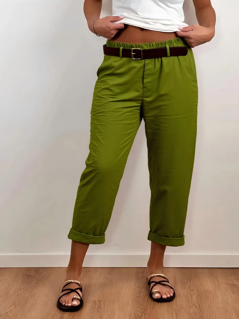 Kalhoty s páskem 3/4 krátké dámské (S/M/L ONE SIZE) IMPOZ25LV-25138