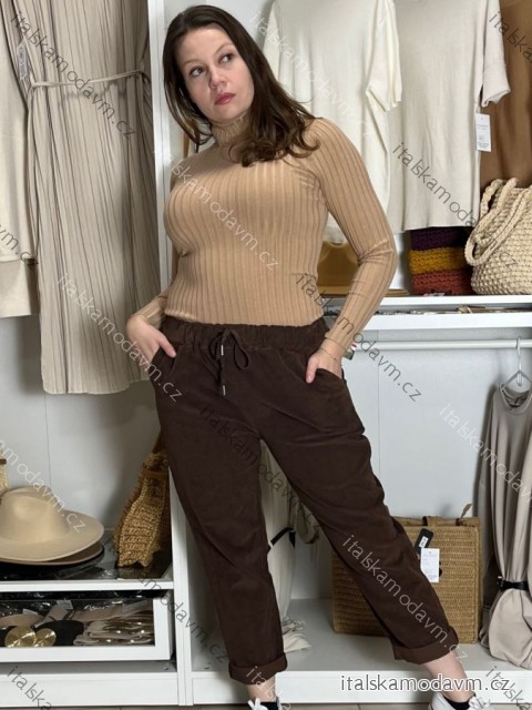Kalhoty manžerstrové oversize dlouhé dámské VERONA (M/L/XL ONE SIZE) ITALSKá MóDA IM4251149/DU M/L/XL tmavě hnědá